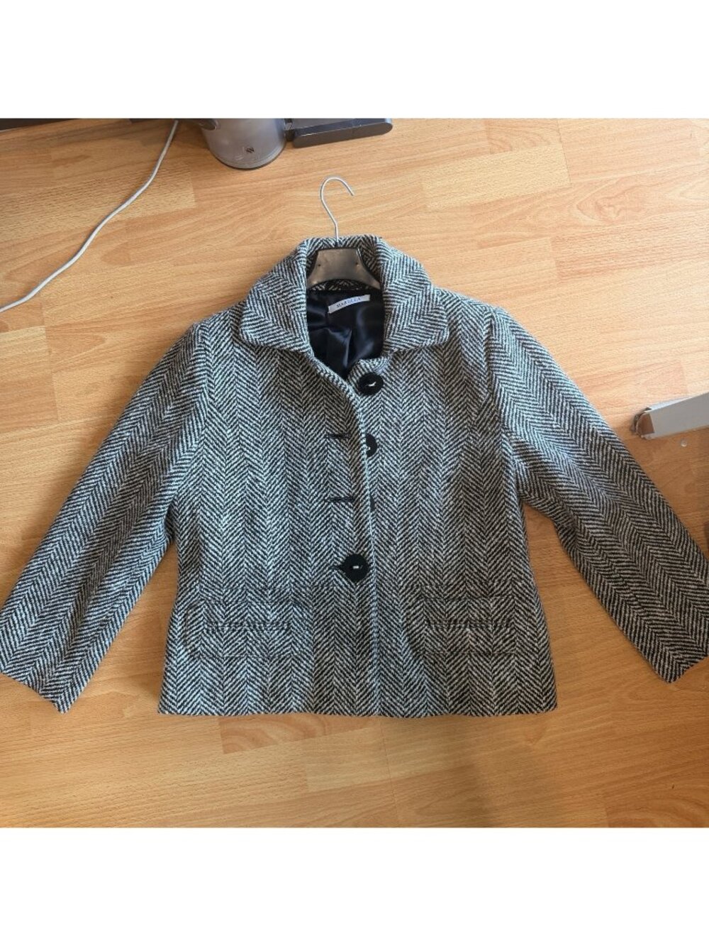 Houndstooth, Winter Petty Coat Short XS Black White Wool Blend